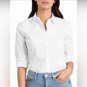 Banana Republic Riley tailored fit shirt in white, size 10 petite